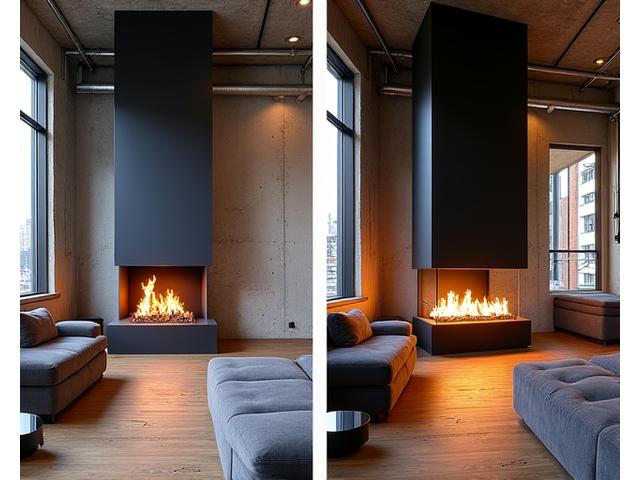 Avant/Après transformation loft avec cheminée