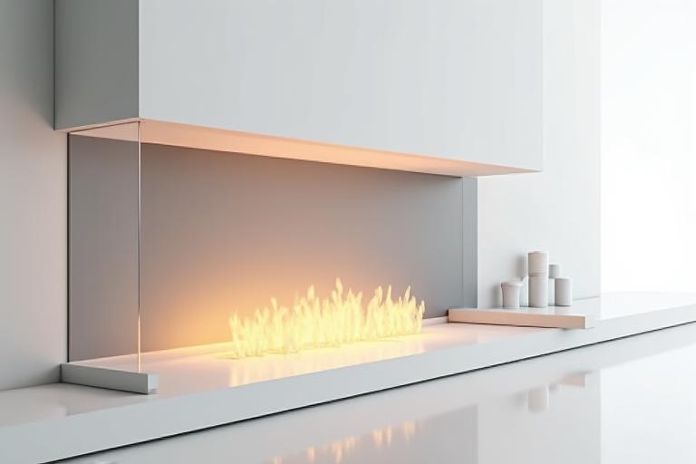 Cheminée minimaliste avec finitions verre